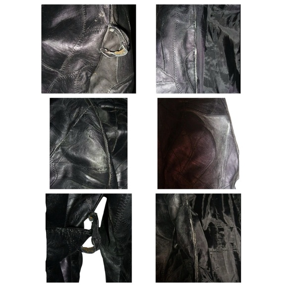 Leather Jacket Vintage 90's Trench Textured Italian Goth Punk alt egirl y2k 2X - Picture 13 of 14
